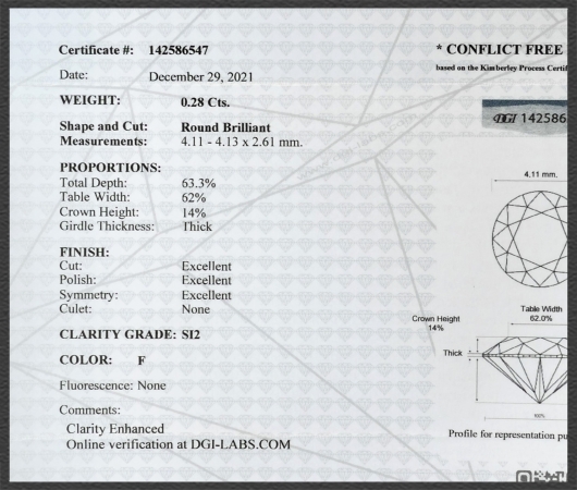 Brillant 585 Gold Ring 0,28ct, Si2; DGI Zertifikat